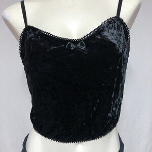 Black Velvet Crop Top Camisole Size Large